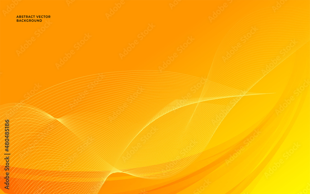 Wall mural yellow abstract gradient background with wave and smooth line. orange abstract wave background. vect