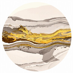 Fototapeta premium Hand painted light luxury abstract oil painting golden line art decorative painting