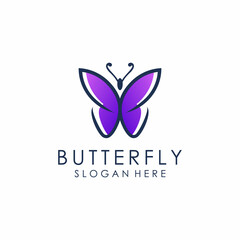 Vector butterfly abstract logo. Gradient butterfly logo template.