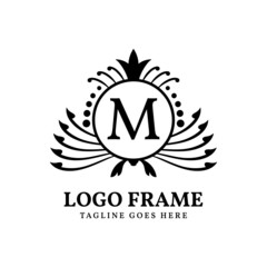 letter M vintage circle frame luxury graceful vector logo design