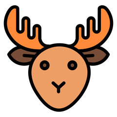 Deer Head filled line color icon