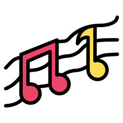Music note filled line color icon