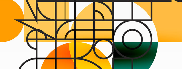 Beautiful abstract background. Circles, triangle shapes, and squares. Minimal geometric template for wallpaper, banner, background or landing