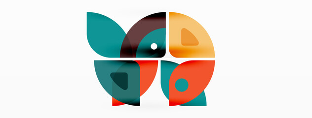 Fototapeta premium Lines, squares, circles and triangles. Geometric abstract background for wallpaper, banner, background, presentation or landing page