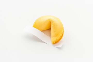 Chinese fortune cookie with space for message text on empty blank
