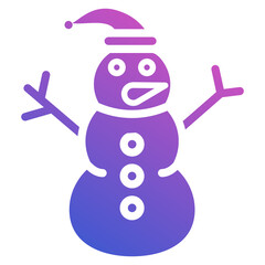 Snowman with santa hat flat gradient icon