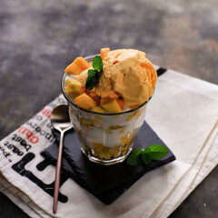 King Thai Mango is Made from Mango Juice, Whipped Cream With Mango Sorbet on Top