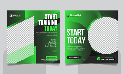 Fitness gym promotional social media instagram post web banner or square flyer template