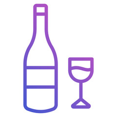Wine bottle with glass line gradient icon
