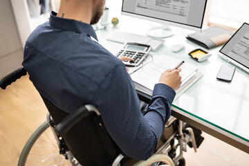 Accountant Using E Invoice Software At Computer