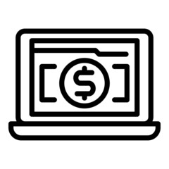 Laptop banking icon outline vector. Bank app