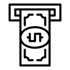 Atm take money icon outline vector. Bank wallet