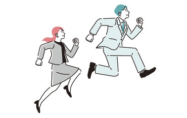 上を目指してジャンプをするビジネスパーソン男女