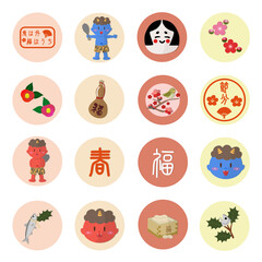 Setsubun icon sticker set,節分 アイコンステッカーセット