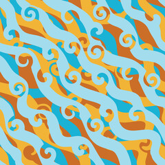 Abstract Diagonal Lines with Swirls Vector Seamless Surface Pattern Design