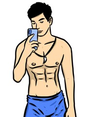 Fototapeta premium cute man cartoon on white background