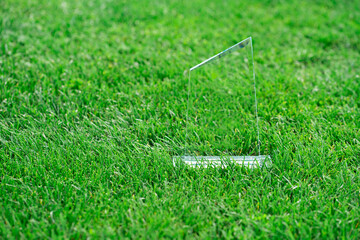 Award made of glass for engraving on lawn grass. 