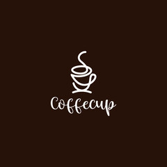 cup logo design with line vector graphic