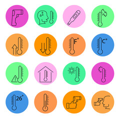 Temperature icon set . Temperature symbol pack vector elements for infographic web. with trend color