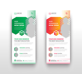 Back to school admission study college education kids promotion banner rollup dl flyer rack card Or Colorful Rack Card admission Flyer Template
