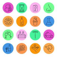 wine icon set . wine symbol pack vector elements for infographic web. with trend color
