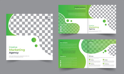 Corporate and business square bi-fold brochure design. A4 square bi-fold brochure template Vector illustration