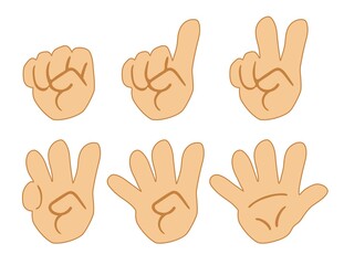 Fingers counting icon set for education. Hands with fingers.