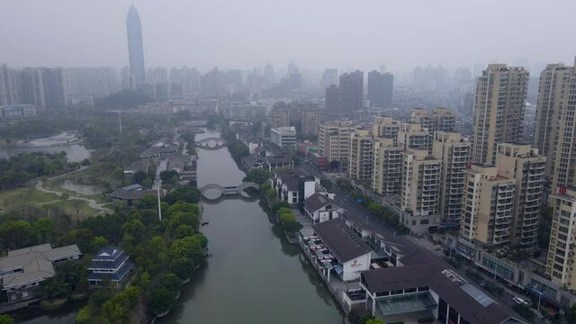 Aerial photography of Nantang Old Street in Wenzhou