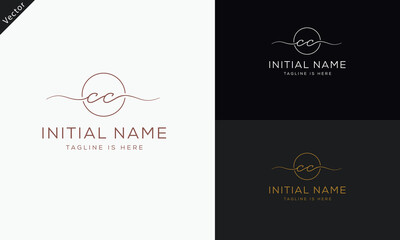 CC Signature initial logo template vector