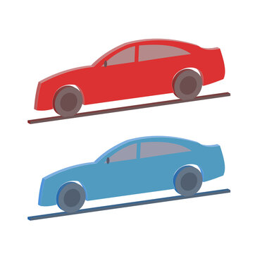 3D vector car icon with red and blue colors, best for your decoration property images