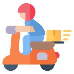 Courier with Motorcycle Delivery flat icon
