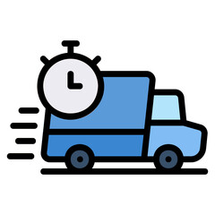 Fast Delivery Truck filled line color icon