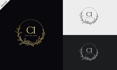 CI IC Signature initial logo template vector