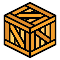 Wooden Box filled line color icon