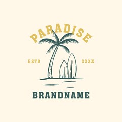 Beach paradise logo design vector illustration