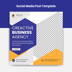 Creactive business agency social media marketing post template design vector