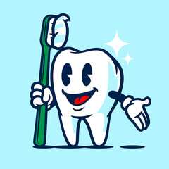 Smile Tooth Vector Cartoon Character