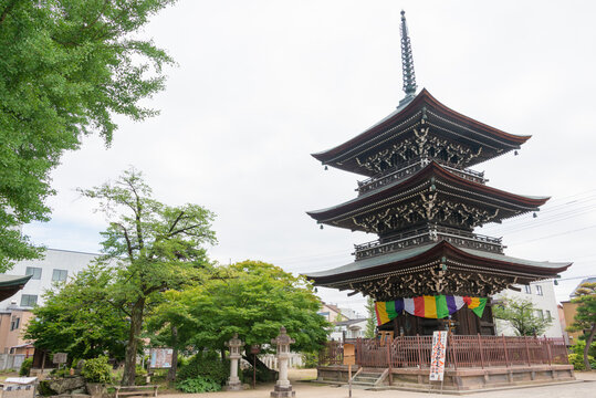 Gifu, Japan - Aug 02 2017- Hida Kokubun-ji Temple. a famous historic site in Takayama, Gifu, Japan.