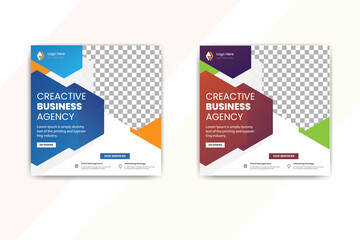 Fototapeta premium Creactive business agency social media marketing post template design vector