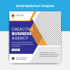Creactive business agency social media marketing post template design vector