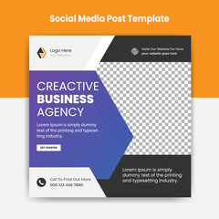 Creactive business agency social media post template design vector