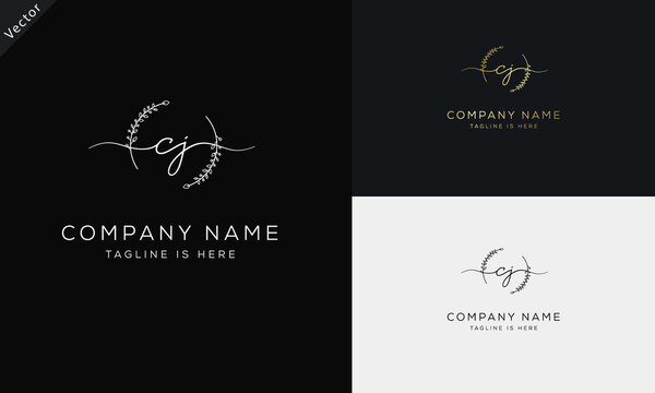 CJ JC Signature initial logo template vector