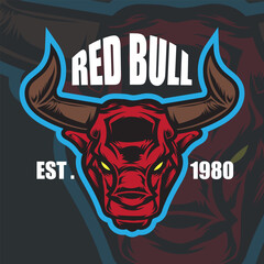 Red bull head mascot logo vector illustration