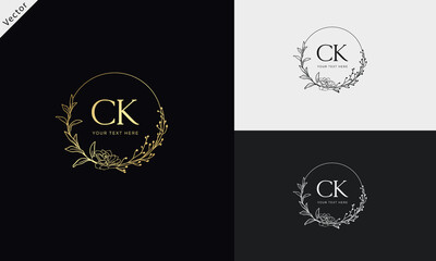 CK KC Signature initial logo template vector