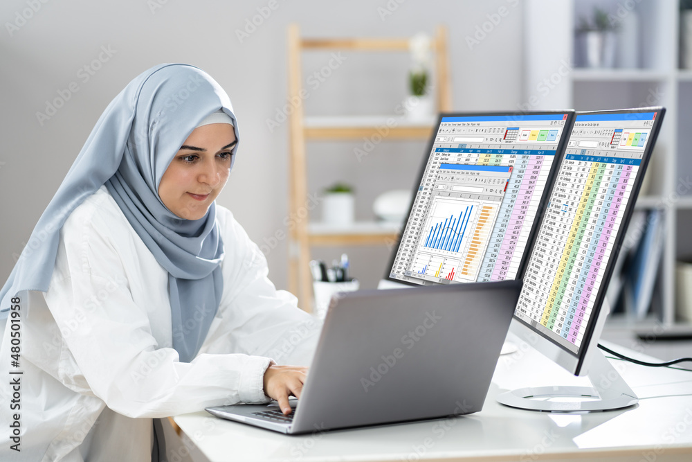 Poster Analyst Working With Spreadsheet Business Data