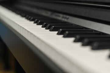 piano keys close-up. selective focusing.