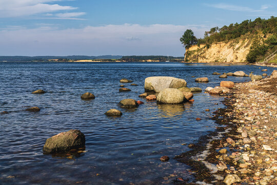 The Baltic Sea coast and cliffs near Reddevitzer Hoeft on Ruegen Island, Mecklenburg-Western Pomerania, Germany