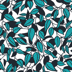 Minimalist Leaf Line Art Illustration as a Seamless Surface Pattern Design