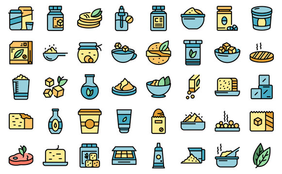 Food Substitutes Icons Set Vector Flat