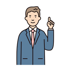人物_男性_スーツ_上半身_指差しポーズ_左手